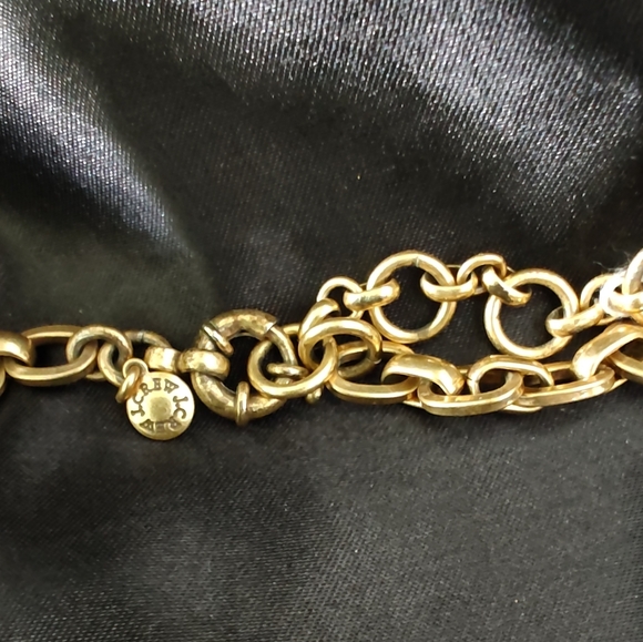 J Crew Blue Lucite Floral Gold Tone Necklace - Picture 2 of 5